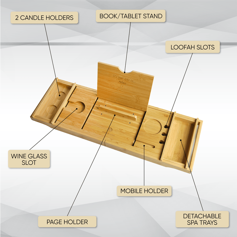 Luxury Bath Caddy With Extending Sides