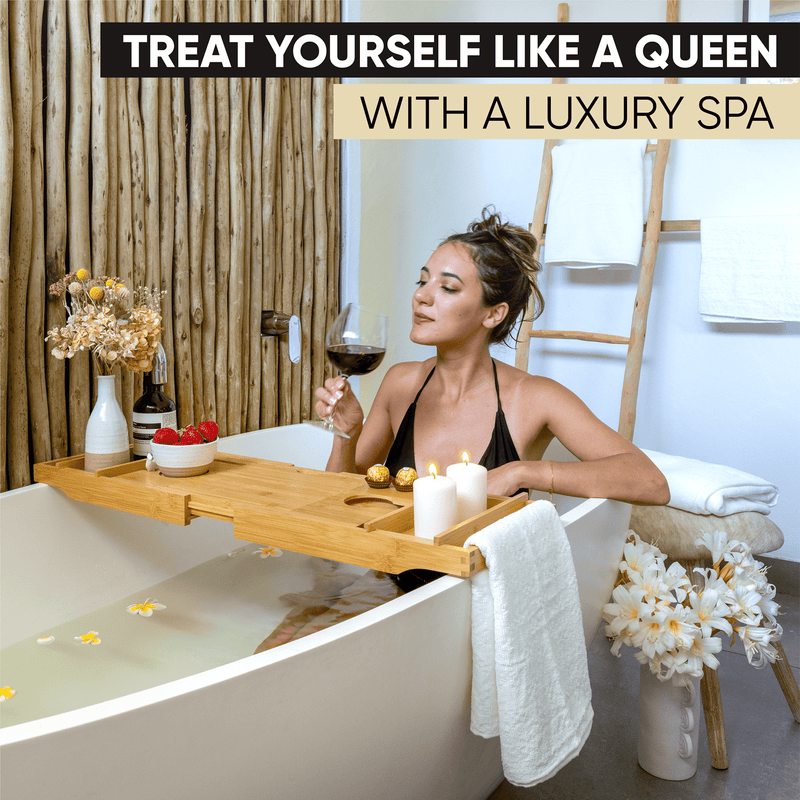 Luxury Bath Caddy With Extending Sides